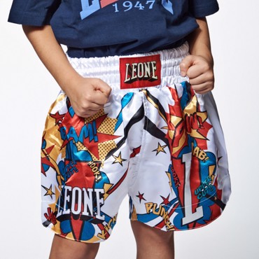 LEONE KIDS HERO SHORTS KICK BOXING - WHITE
